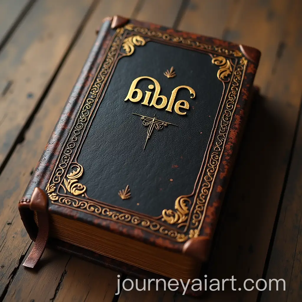Elegant-LeatherBound-Bible-with-Embossed-Gold-Lettering-and-Intricate-Patterns