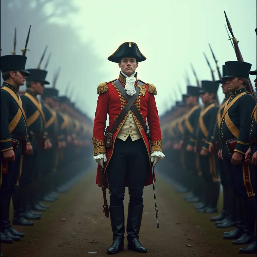 18th-Century-British-Officer-Inspecting-Regiment-at-Dawn-During-the-Seven-Years-War