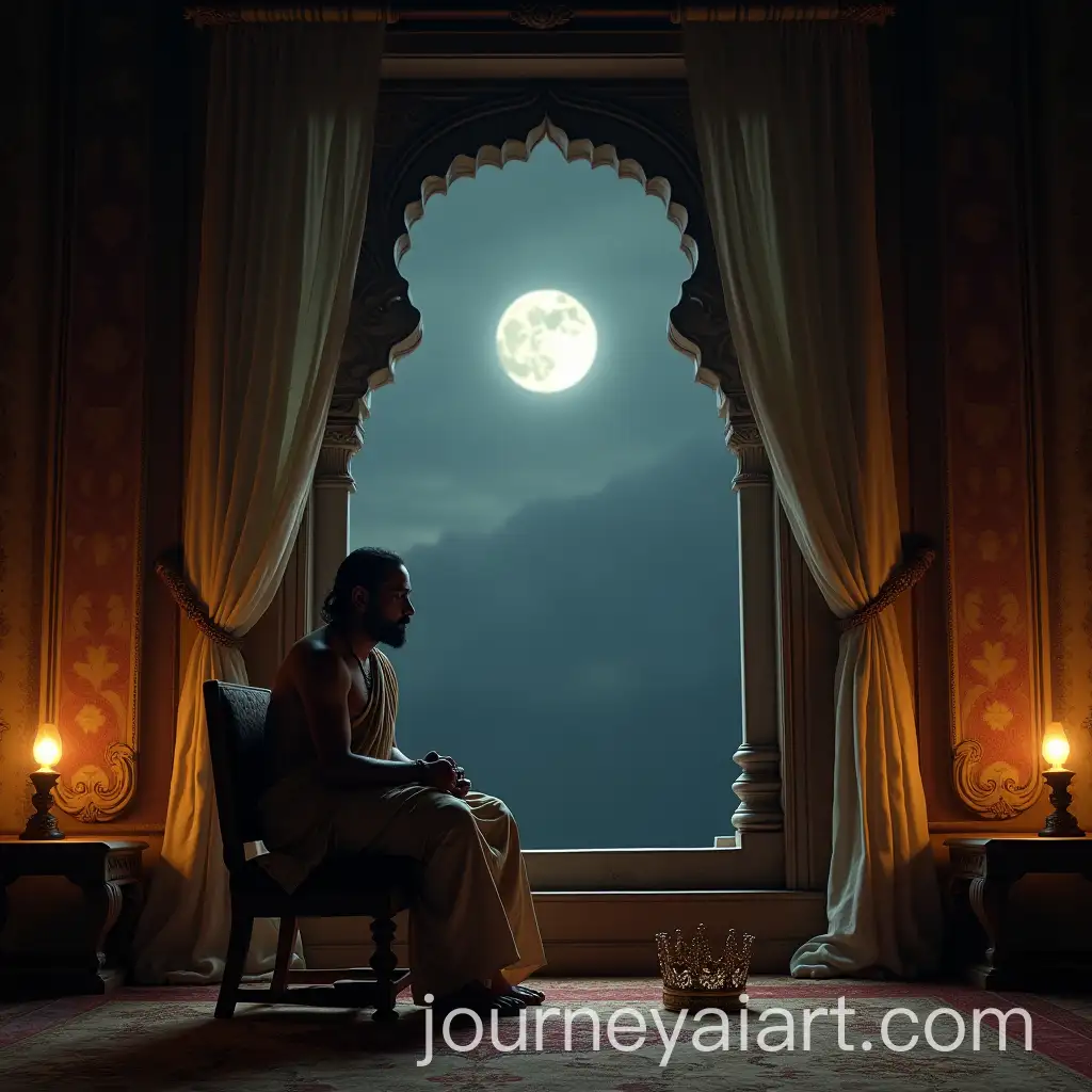 Ancient-Indian-King-in-Sorrowful-Royal-Chamber-with-Moonlight