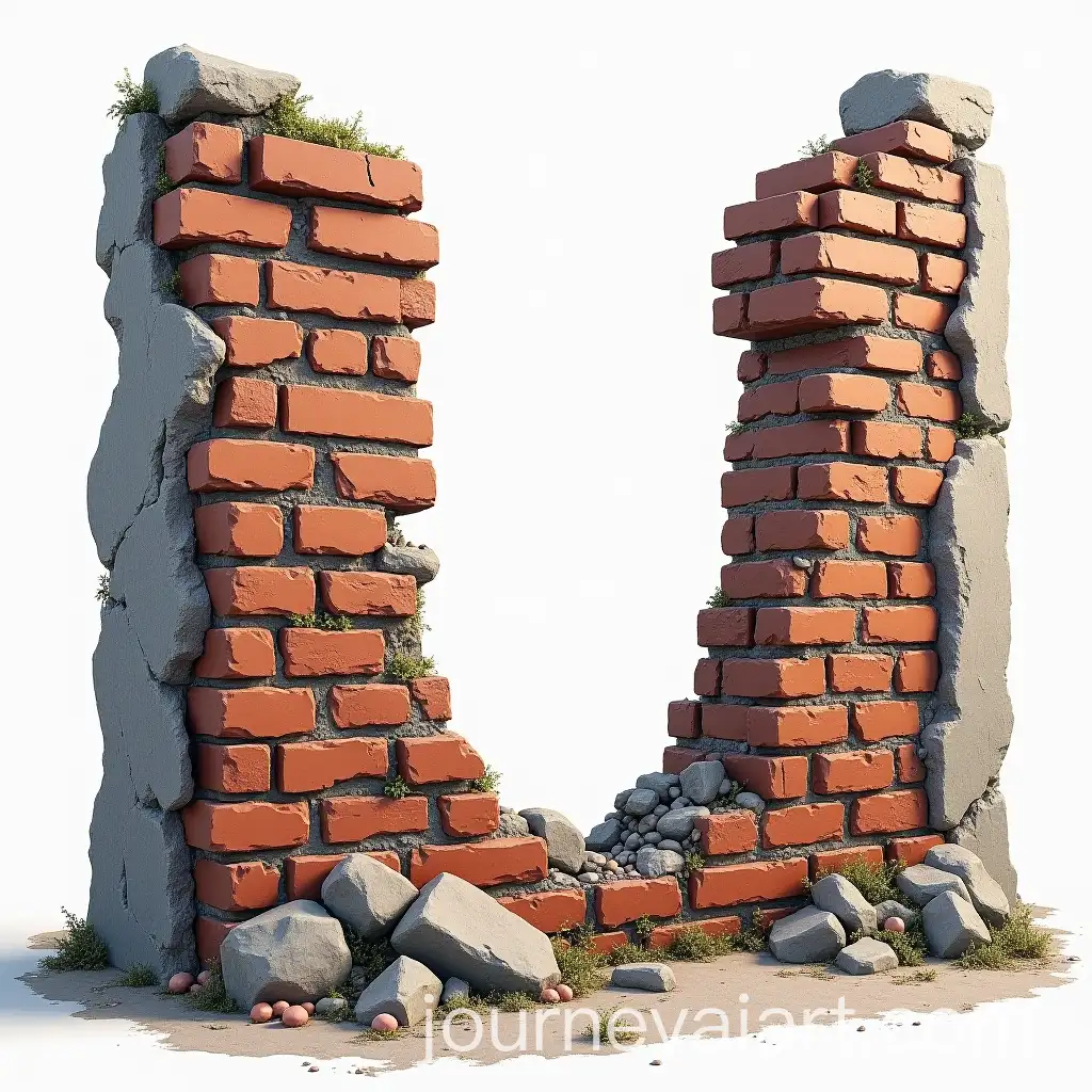 Destroyed-Concrete-Brick-Wall-with-Clear-Background