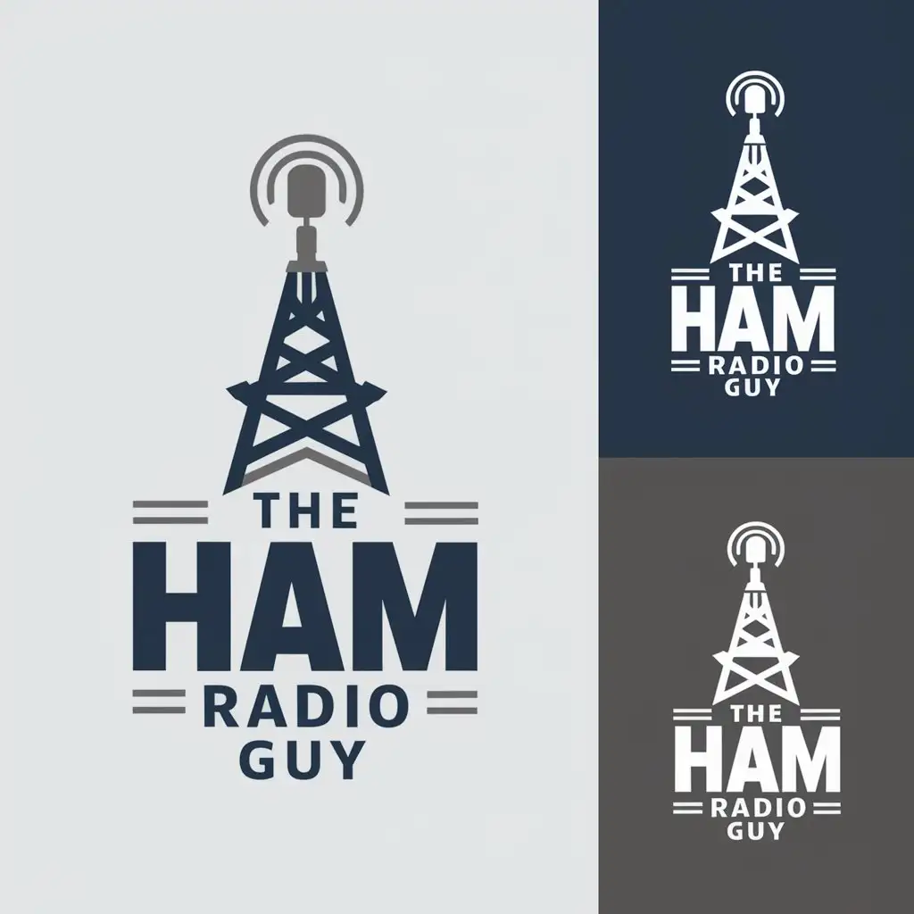 LOGO Design For The Ham Radio Guy Modern Tower with Microphone in Blue and Gray