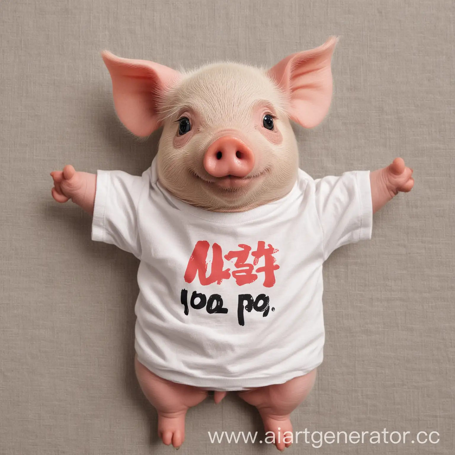 Cute-Little-Pig-in-Japanese-TShirt