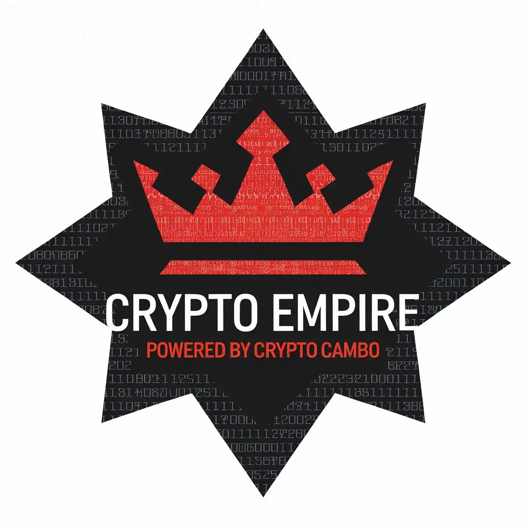 LOGO Design for Crypto Empire Red and Dark Cracker Symbol with Blockchain and King Empire Theme