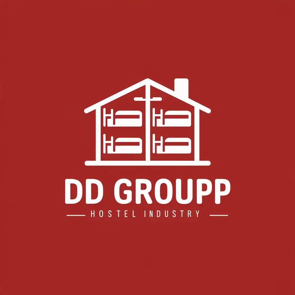 a vector logo design,with the text "DD Groupp ", main symbol:Bunk beds in a cabin on a red background,Moderate,be used in Hostel industry,clear background