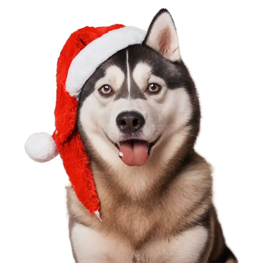 Husky-Dog-Wearing-a-Red-Hat-PNG-Perfect-for-HighQuality-Image-Needs