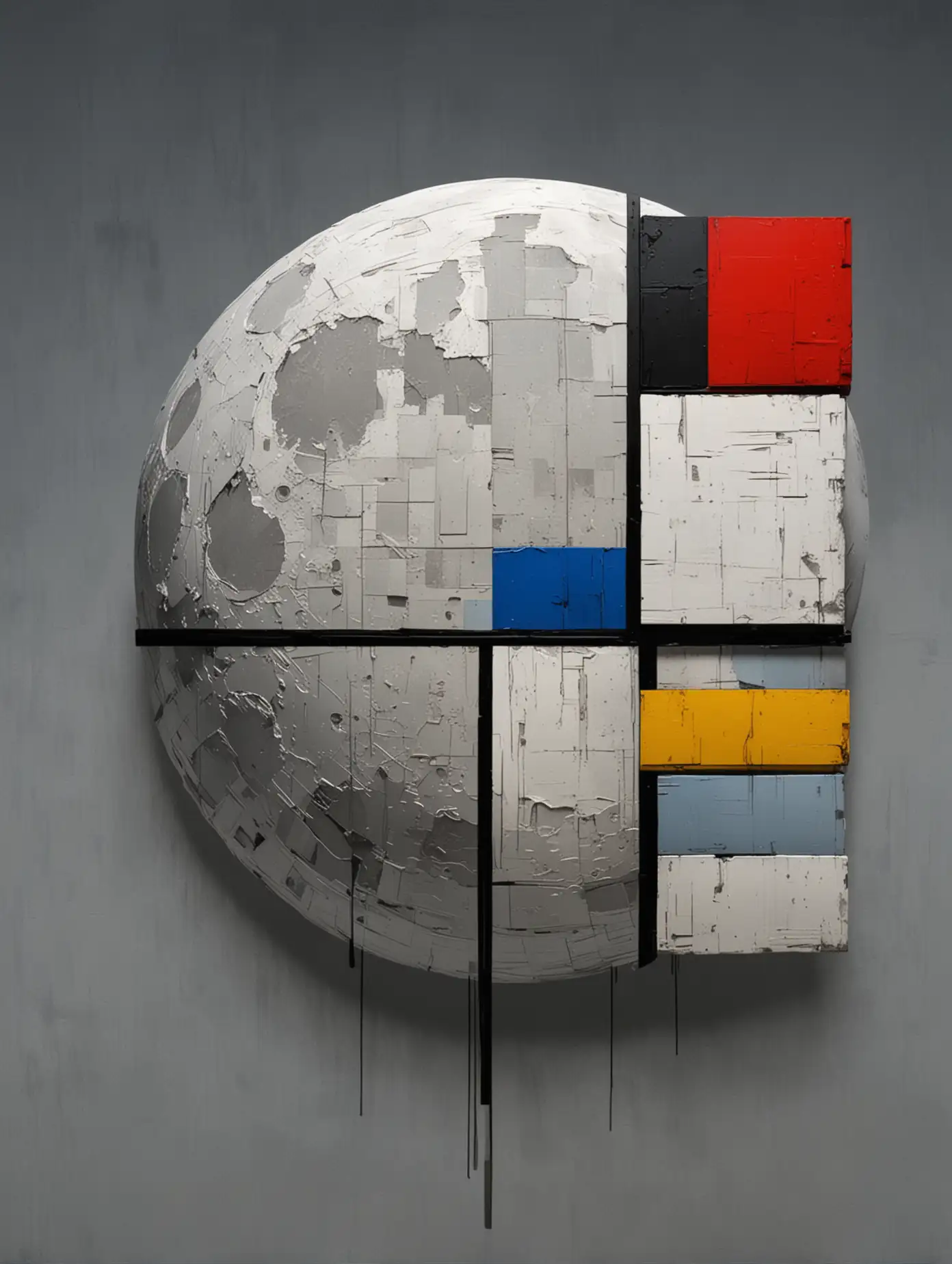 realism, future, futuristic, pixels, web 3, piet Mondrian style, abstraction, painting, moon