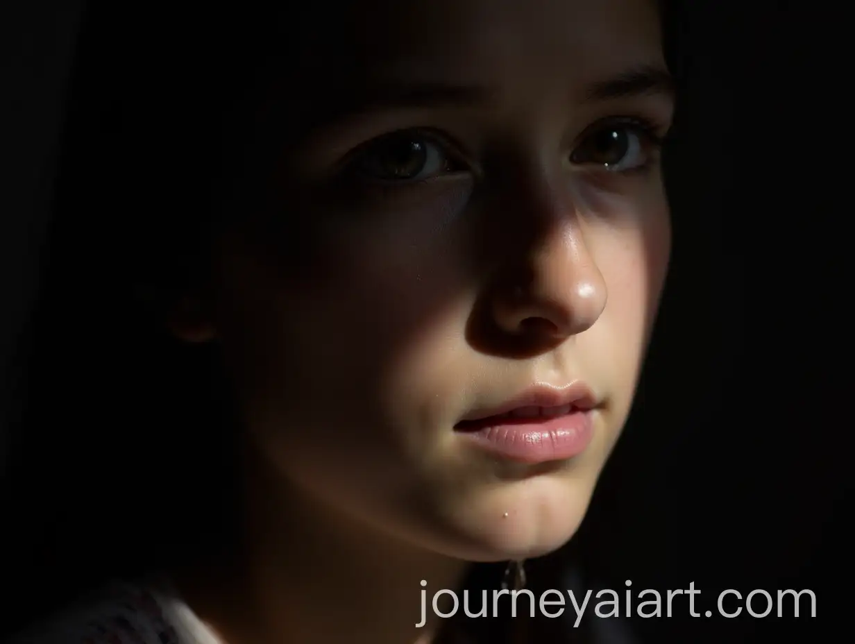 Young-Woman-with-a-Teardrop-Illuminated-by-a-Piercing-Light