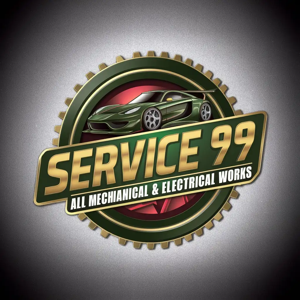 LOGO Design For SERVICE 99 Gold with Futuristic Mechanical Theme