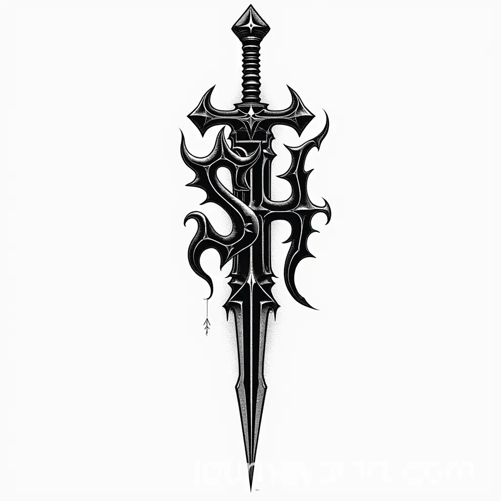Gothic-Blackwork-Tattoo-Design-Featuring-Merged-SH-with-Sacred-Geometry-and-Baroque-Daggers