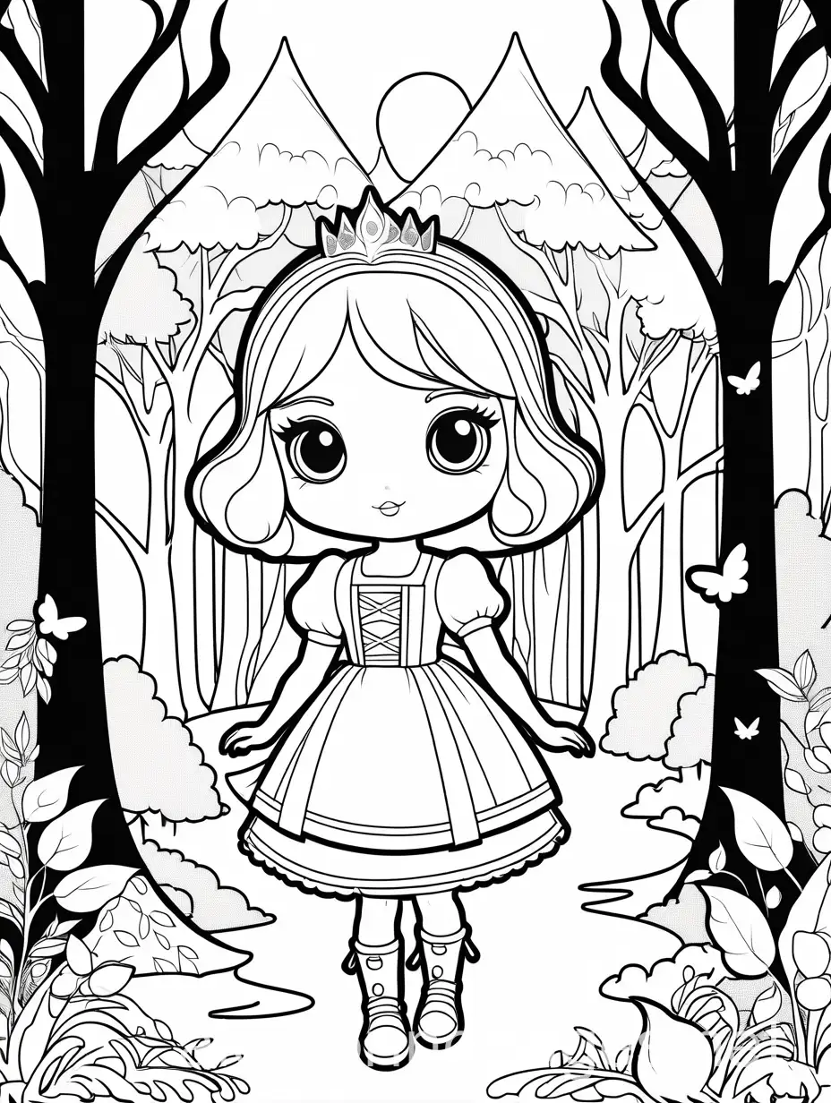 Chibi-Style-Girl-in-Spooky-Magical-Forest-Coloring-Page