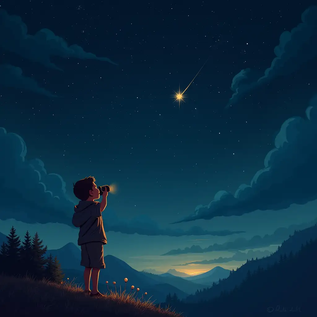 boy gazing at stars