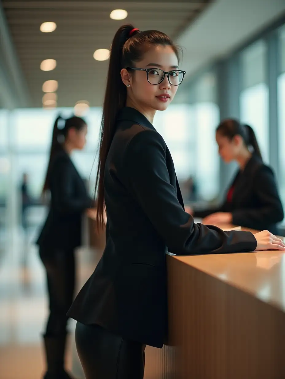 Attractive-Young-Chinese-Secretary-in-Modern-Office-Setting