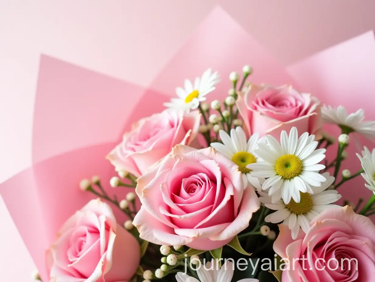 Pink-Roses-White-Chrysanthemums-and-Hyssop-Bouquet-in-Soft-Colors