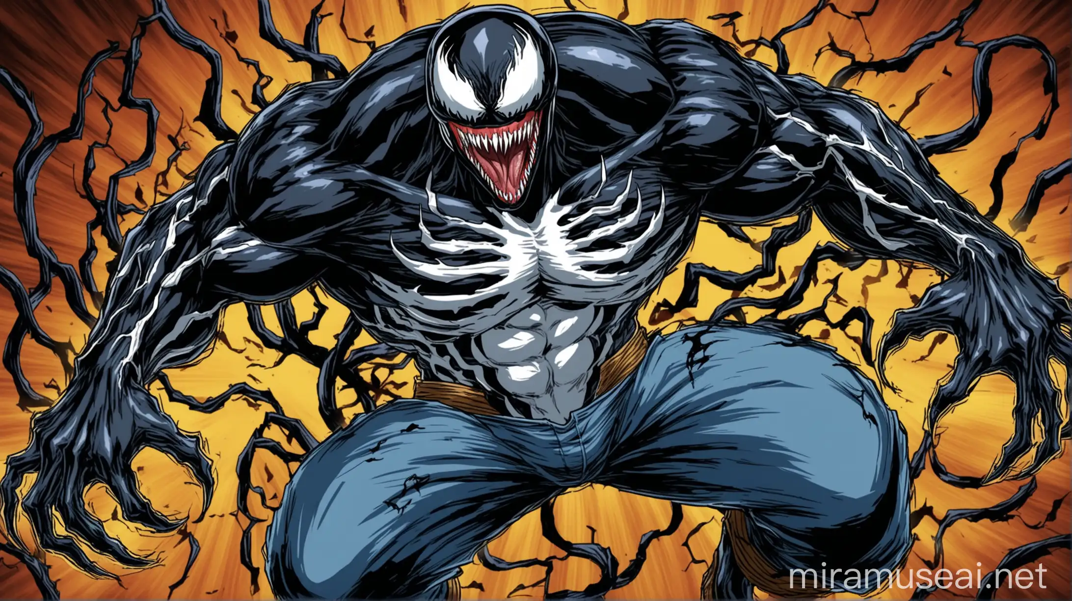 Venom Fusion Transformation from Trunkss Body 2D Illustration