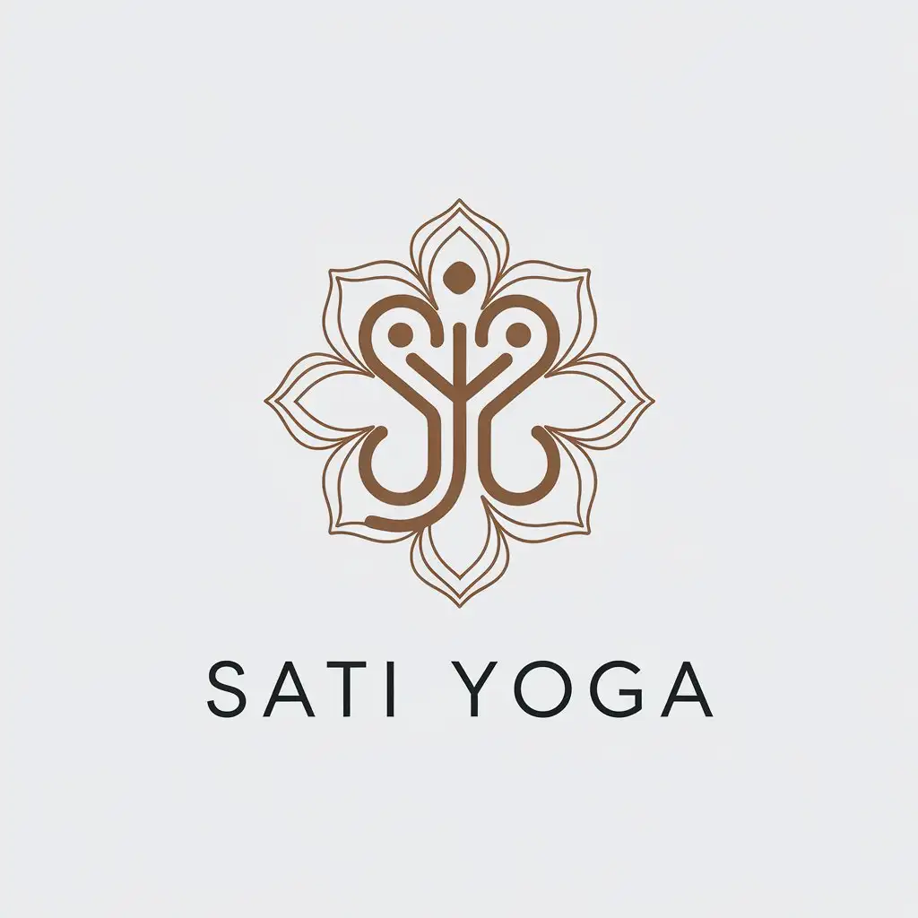 a vector logo design,with the text "sati yoga", main symbol:SY,Minimalistic,be used in Sports Fitness industry,clear background