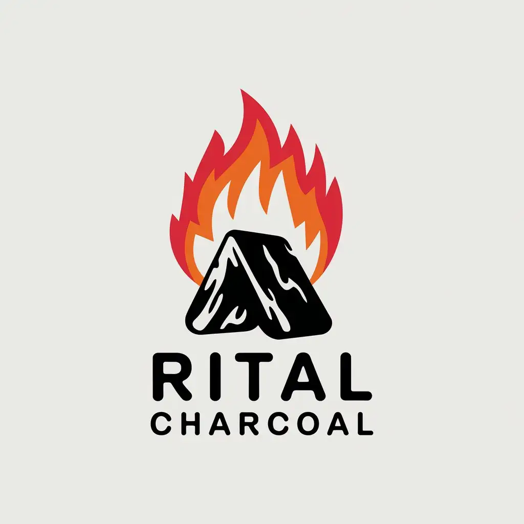 LOGO Design for Rital Charcoal Fiery Charcoal on Black Background