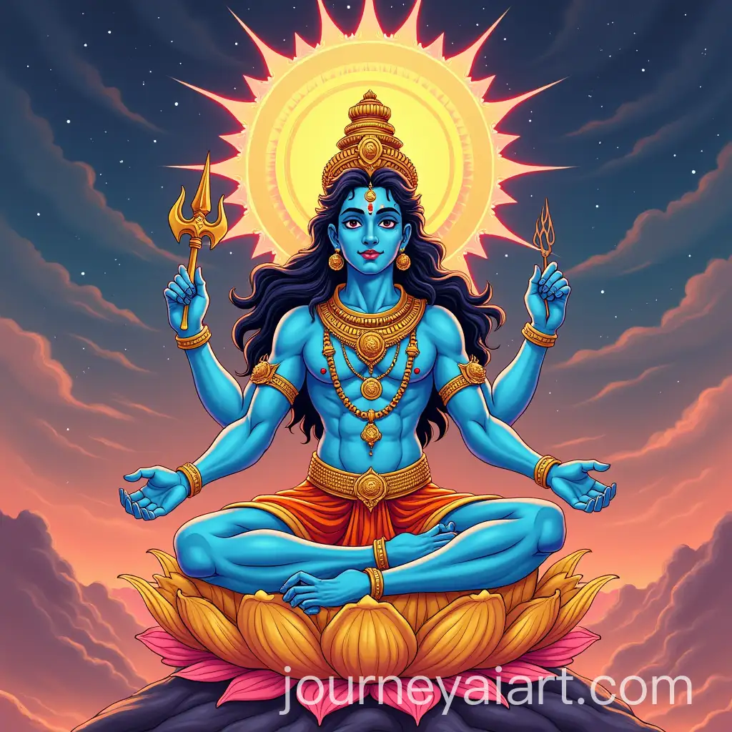 Anime-Illustration-of-Celestial-Lord-Vishnu-with-Sudarshan-Chakra