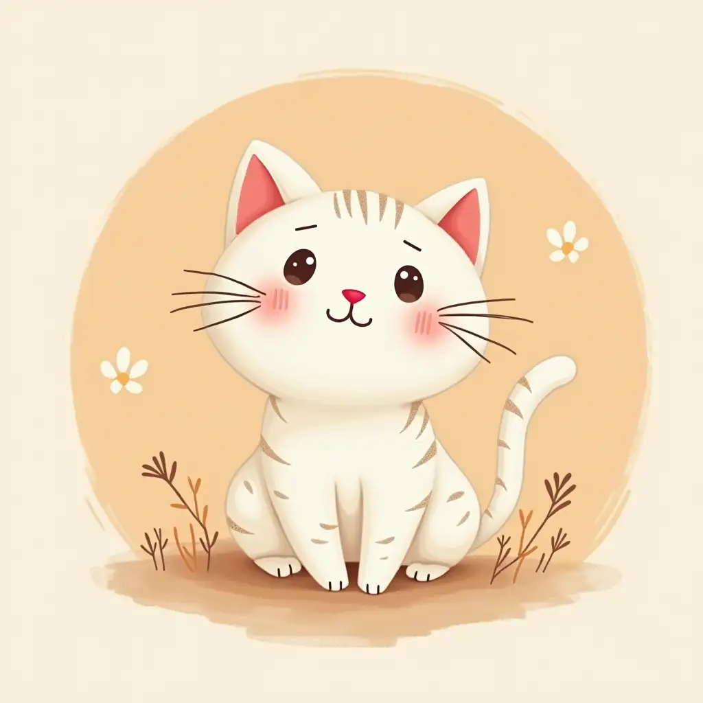 create for me a cute simple illustrated cat