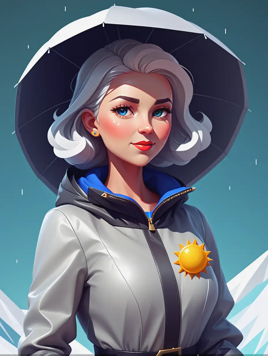 Elegant Material Design Weather Lady Illustration