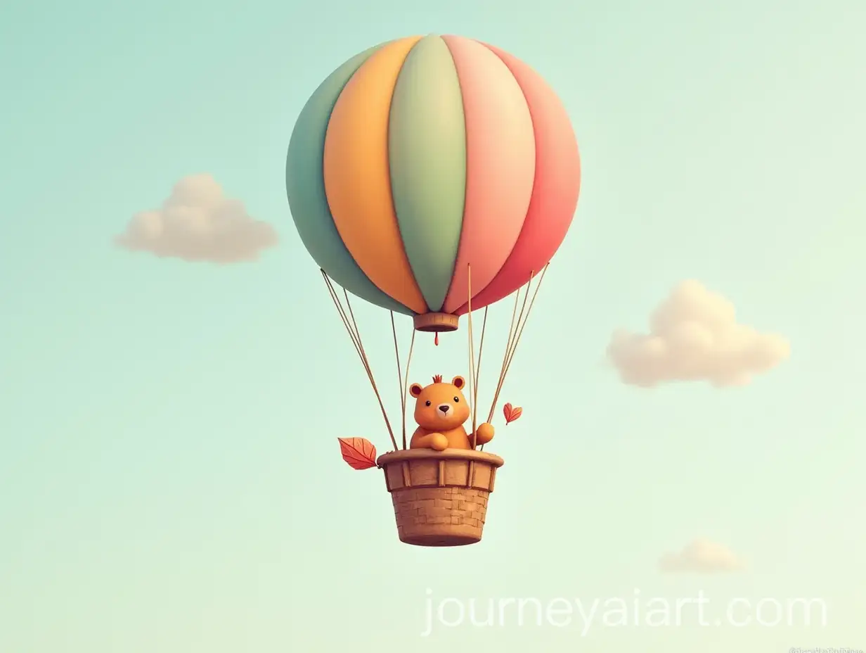 Whimsical-Cute-Hot-Air-Balloon-with-Animal-in-a-Dreamy-Sky