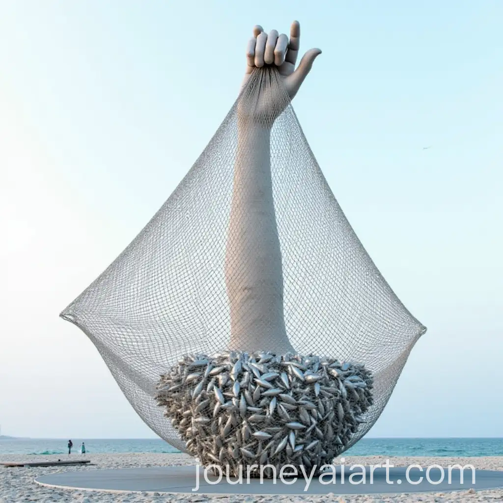 Hand-and-Net-Sculpture-Omani-Fisherman-Effort-in-Motion