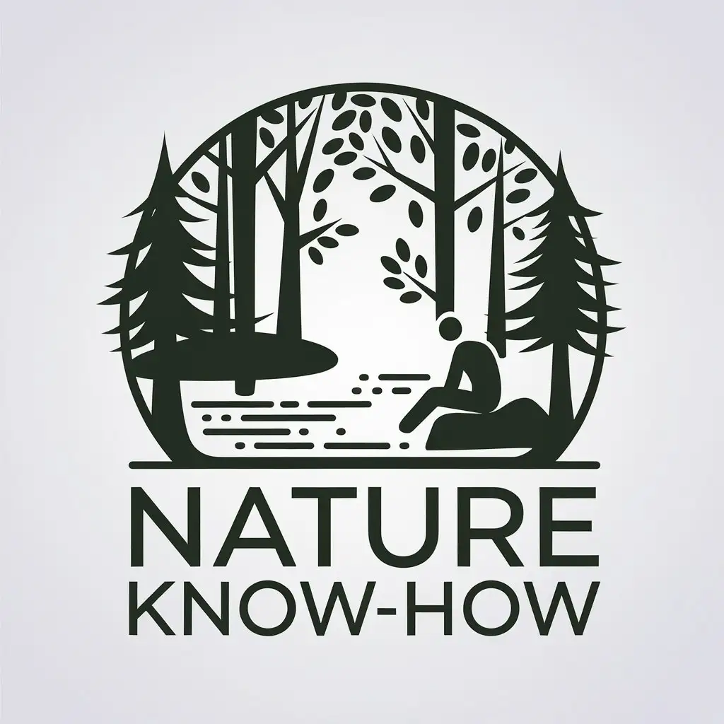 LOGO Design for Nature KnowHow Forest Relaxation Camping Theme with Clear Background