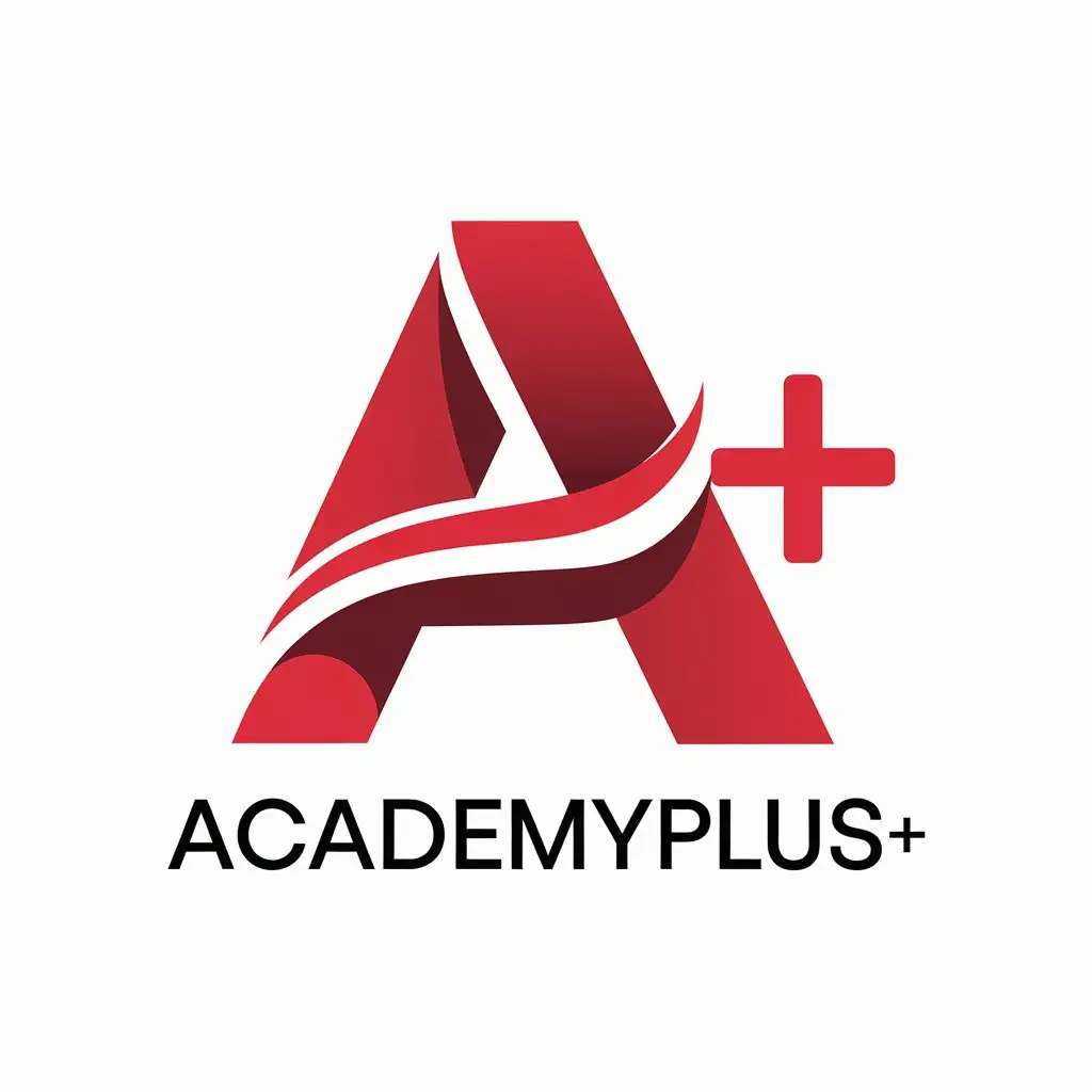 a vector logo design,with the text "AcademyPlus+", main symbol:Letter A+ red white beautiful small in educational style,complex,clear background