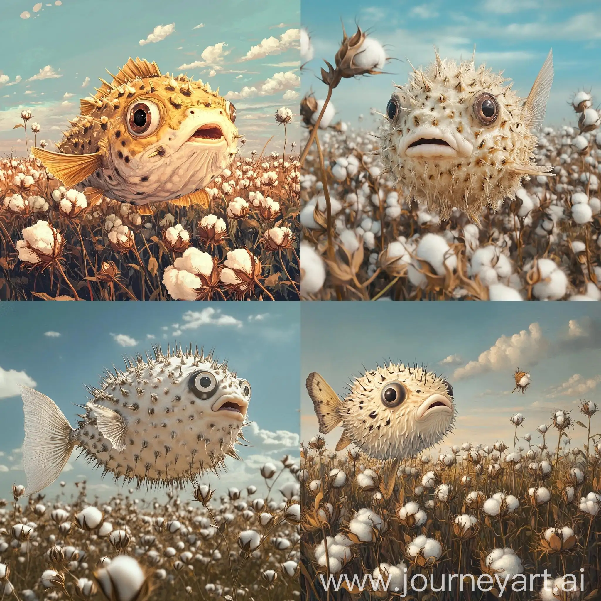 Puffer-Fish-in-a-Cotton-Field-A-Whimsical-Encounter