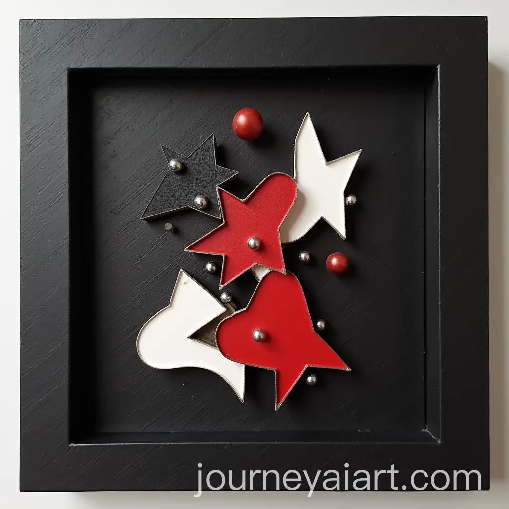 3D-Abstract-Composition-on-Black-Foam-Board-with-Metal-and-Cardboard-Elements