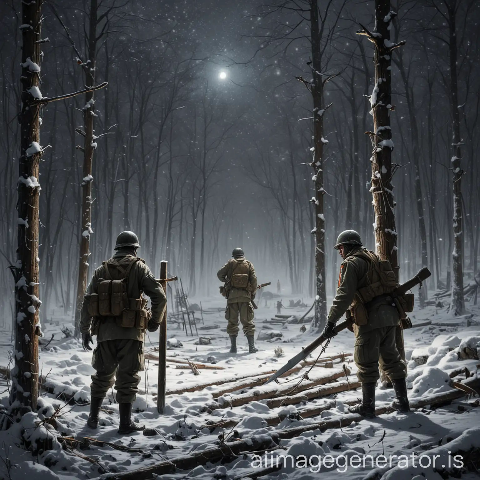 Commander-Orders-Nighttime-Pole-Cutting-Operation-in-Snow