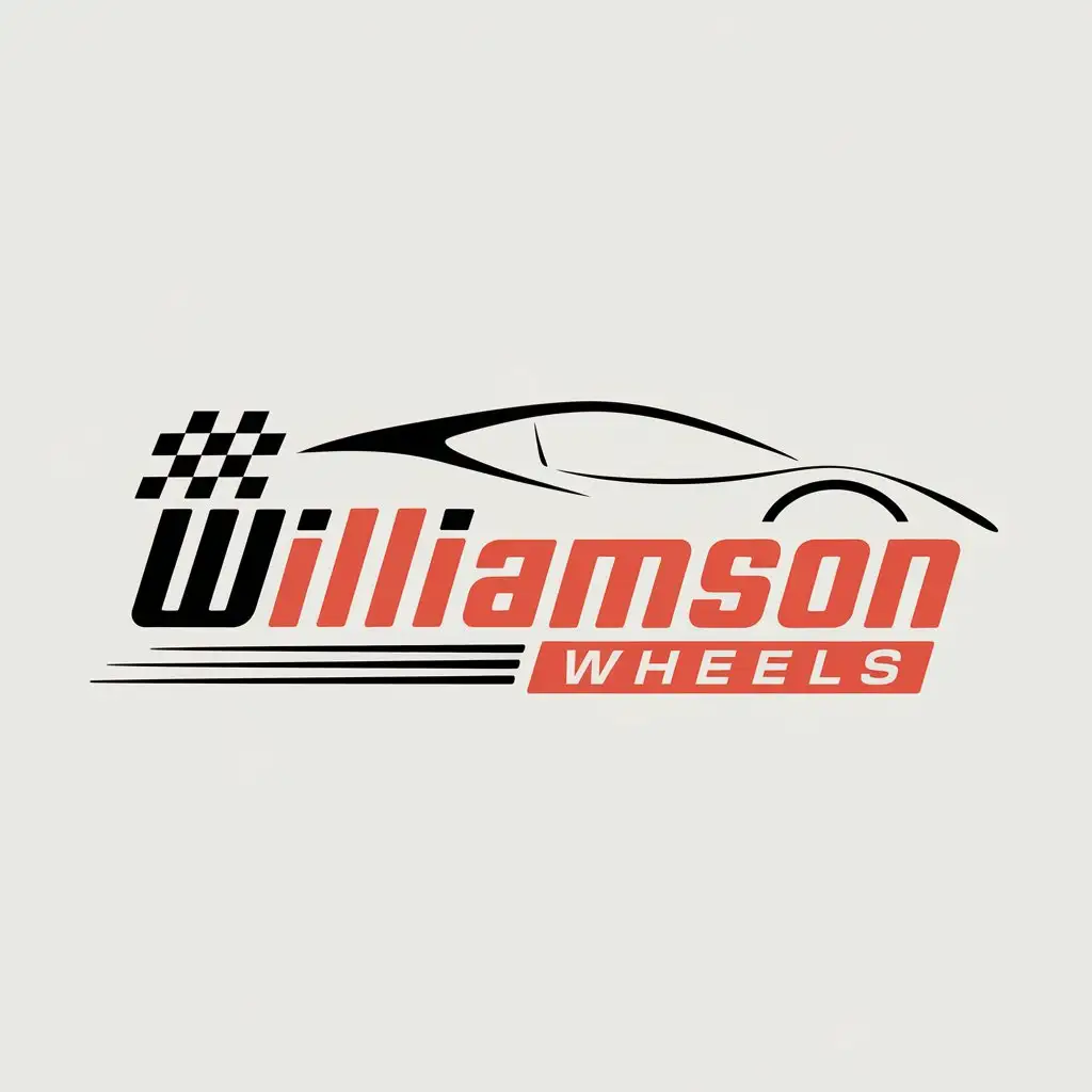 LOGO Design For Williamson Wheels Dynamic Sports Car Theme in Red Black and White