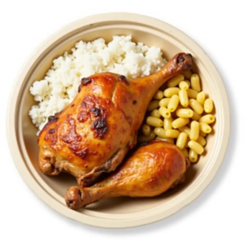 Delicious-Roasted-Chicken-Thigh-with-Rice-Macaroni-and-Feijo-Mulatinho