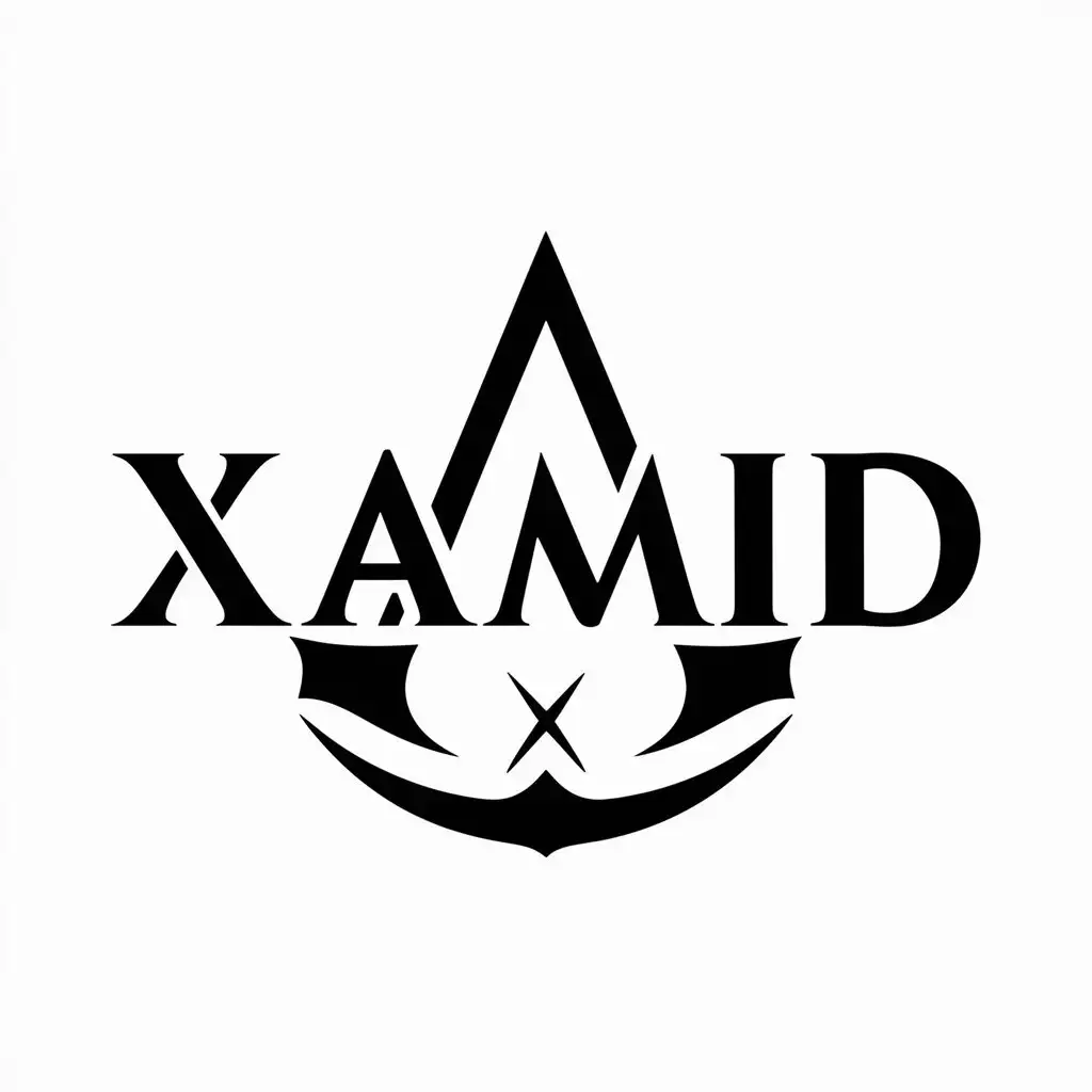 a vector logo design,with the text "XamiD", main symbol:Assassin's Creed symbol,Moderate,be used in Games industry,clear background