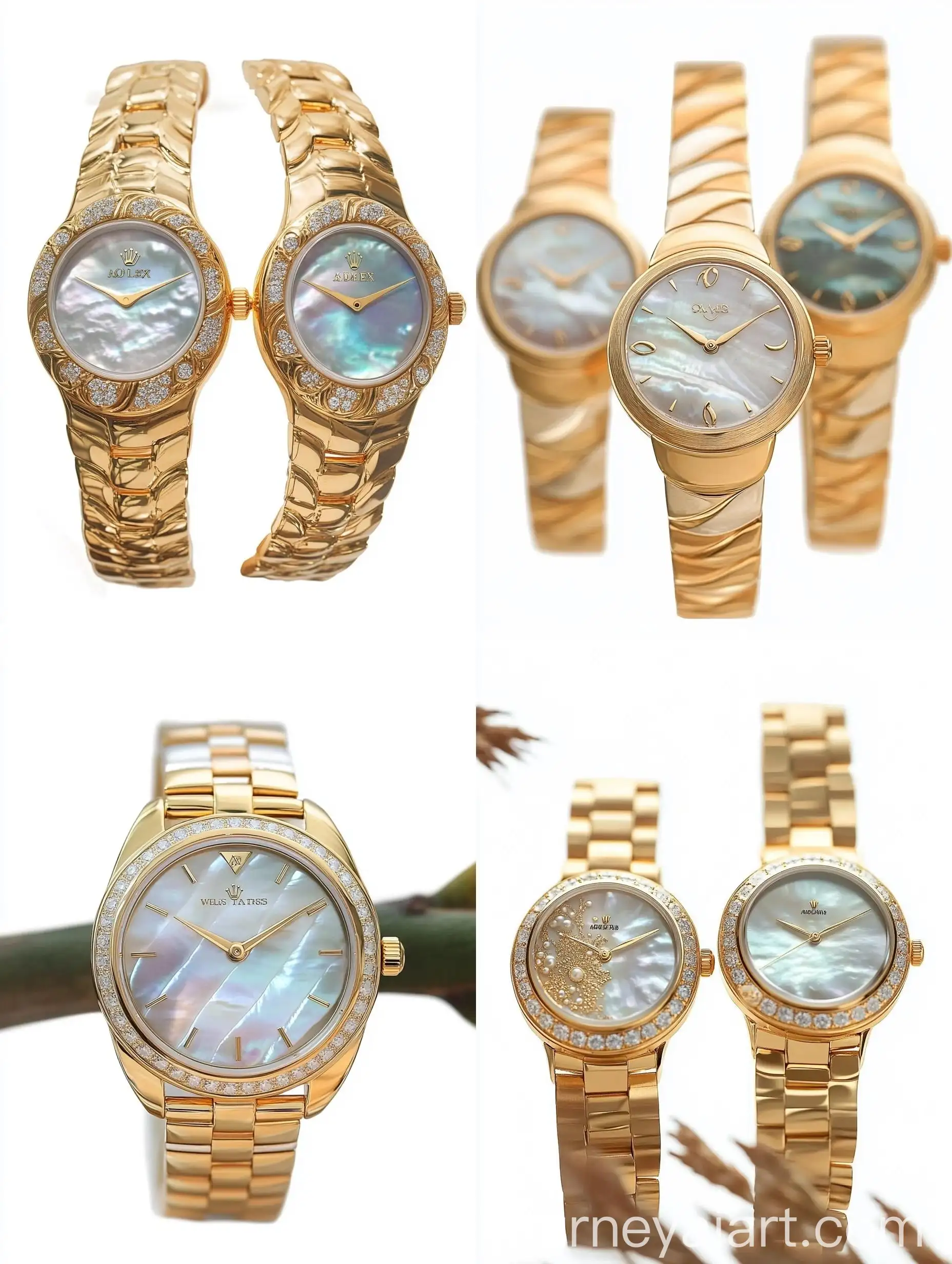 Luxury-Ladies-Gold-Watches-with-Mother-of-Pearl-Dial