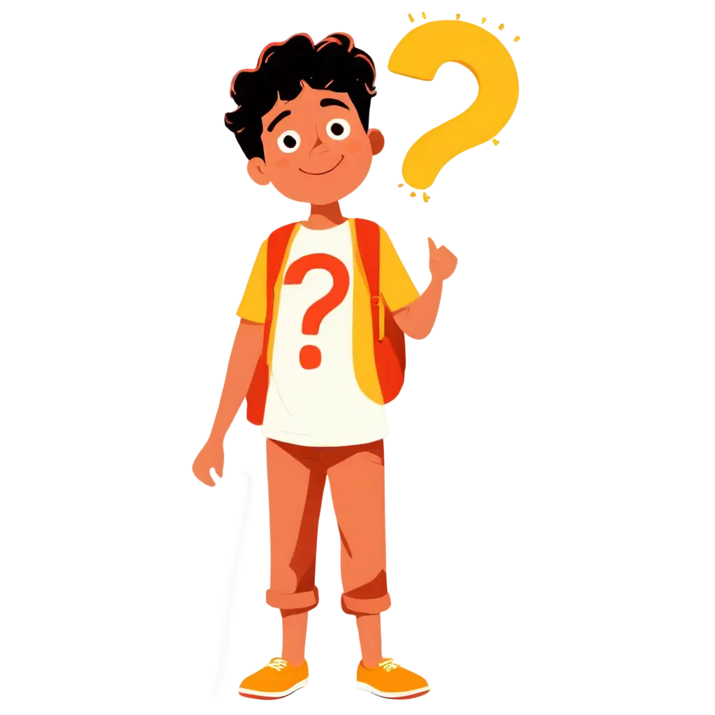 Vector-Style-PNG-Illustration-Schoolboy-Under-the-Sun-with-a-Question-Mark