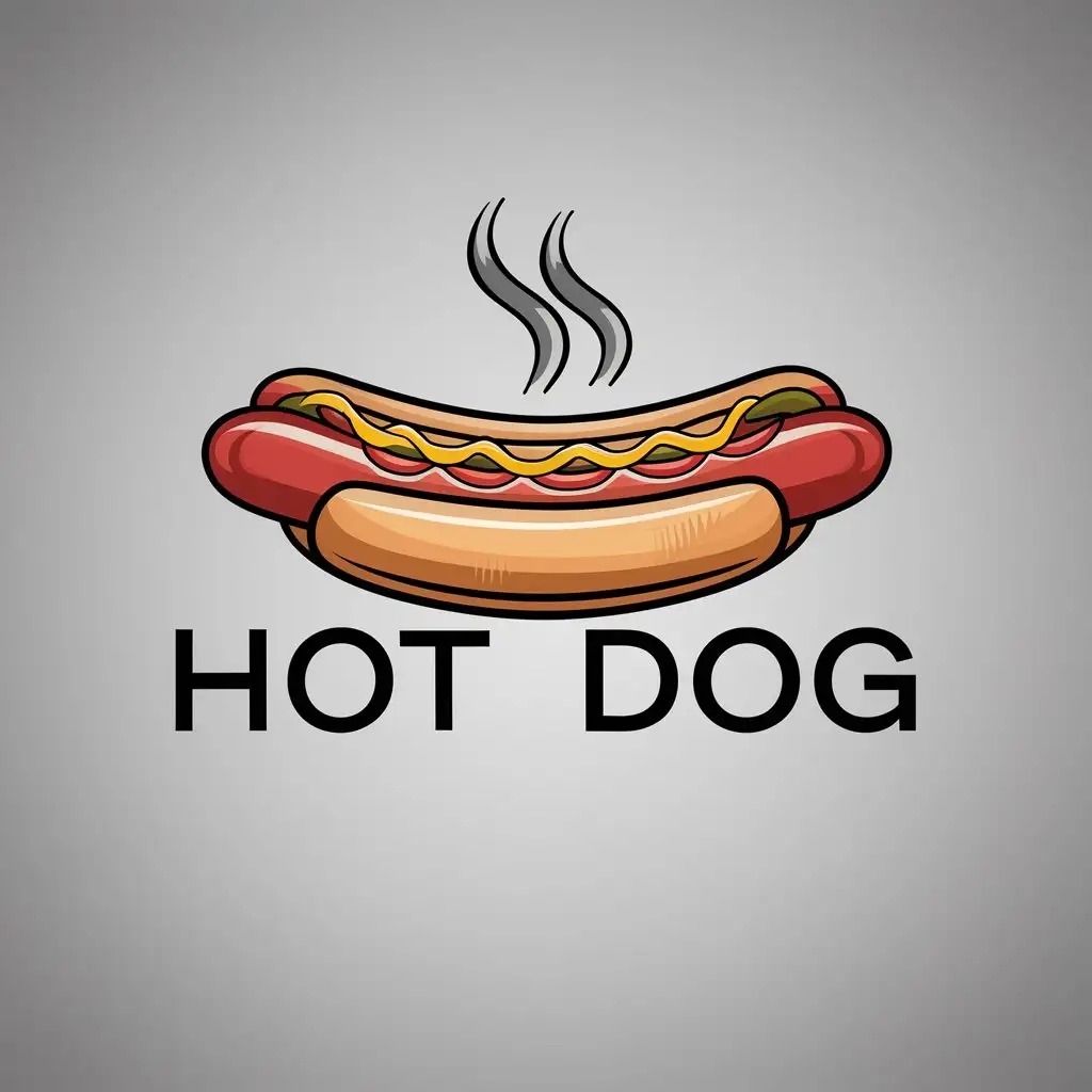 Steamy dog cartoon icon, logo, high-end feeling, horizontal