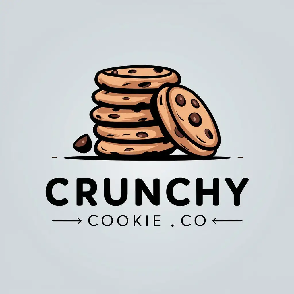 LOGO Design for Crunchy Cookie Co Vector Stack of Chocolate Chip Cookies with Clear Background