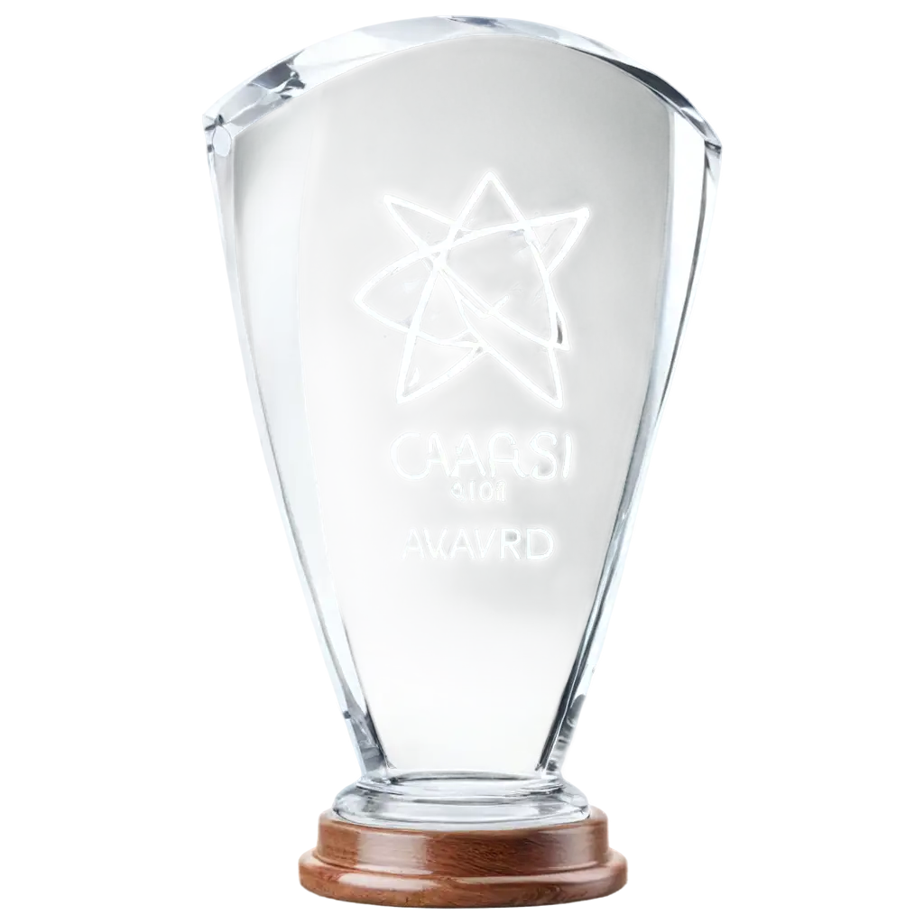 make a big glass award with logo