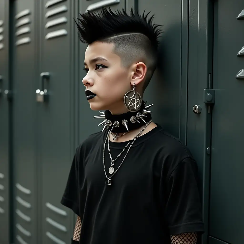 Intimidated-Gothic-Boy-Confronted-by-Bullies-at-School-Locker