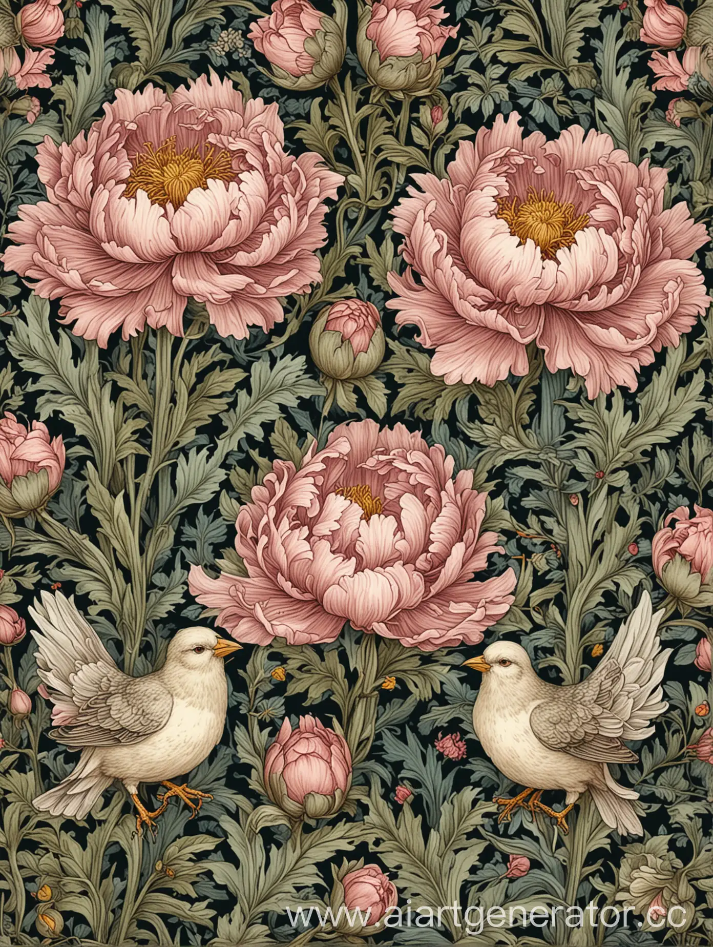 Floral-and-Bird-Pattern-Textile-Print-Inspired-by-William-Morris-Design