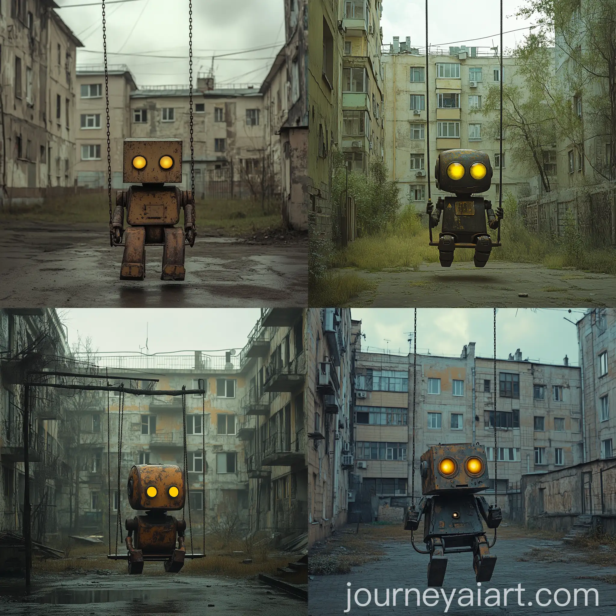 Lonely-Robot-on-Swing-in-Provincial-Russian-Town
