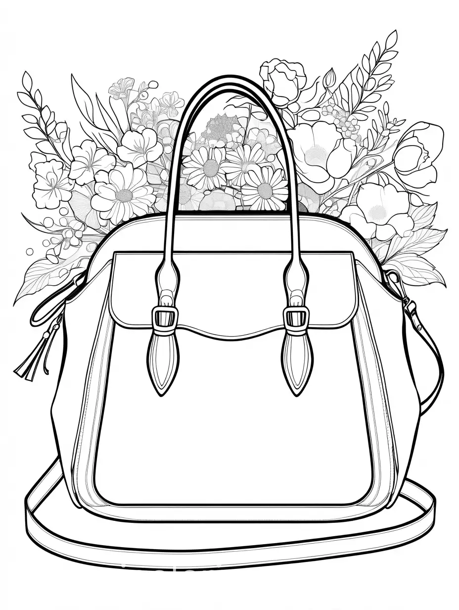 Floral-Handbag-Coloring-Page-with-Ample-White-Space