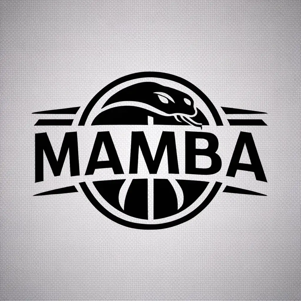 a vector logo design,with the text "mamba", main symbol:basketball, snake,Moderate,be used in Sports Fitness industry,clear background