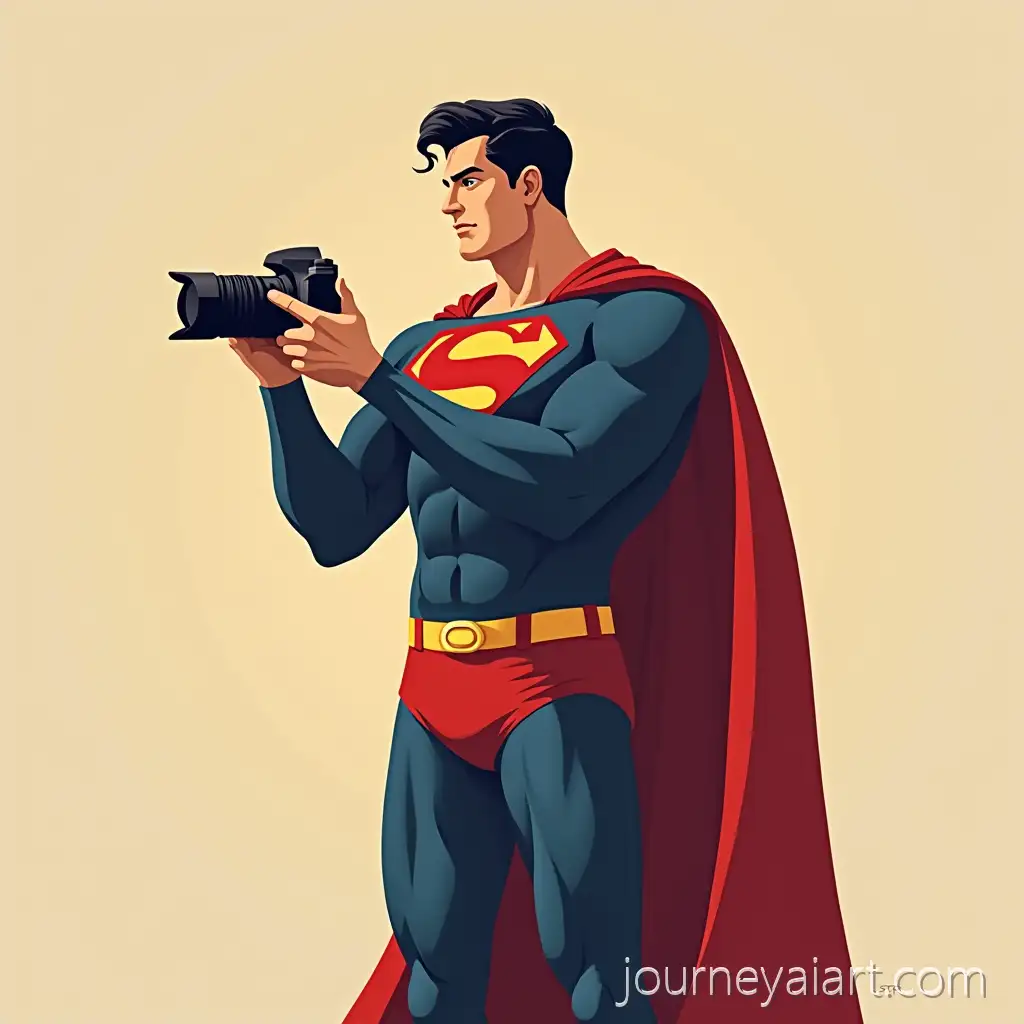 Superman-Taking-a-Picture-with-a-Camera-inSuperman-taking-a-picture-a-Simple-Background