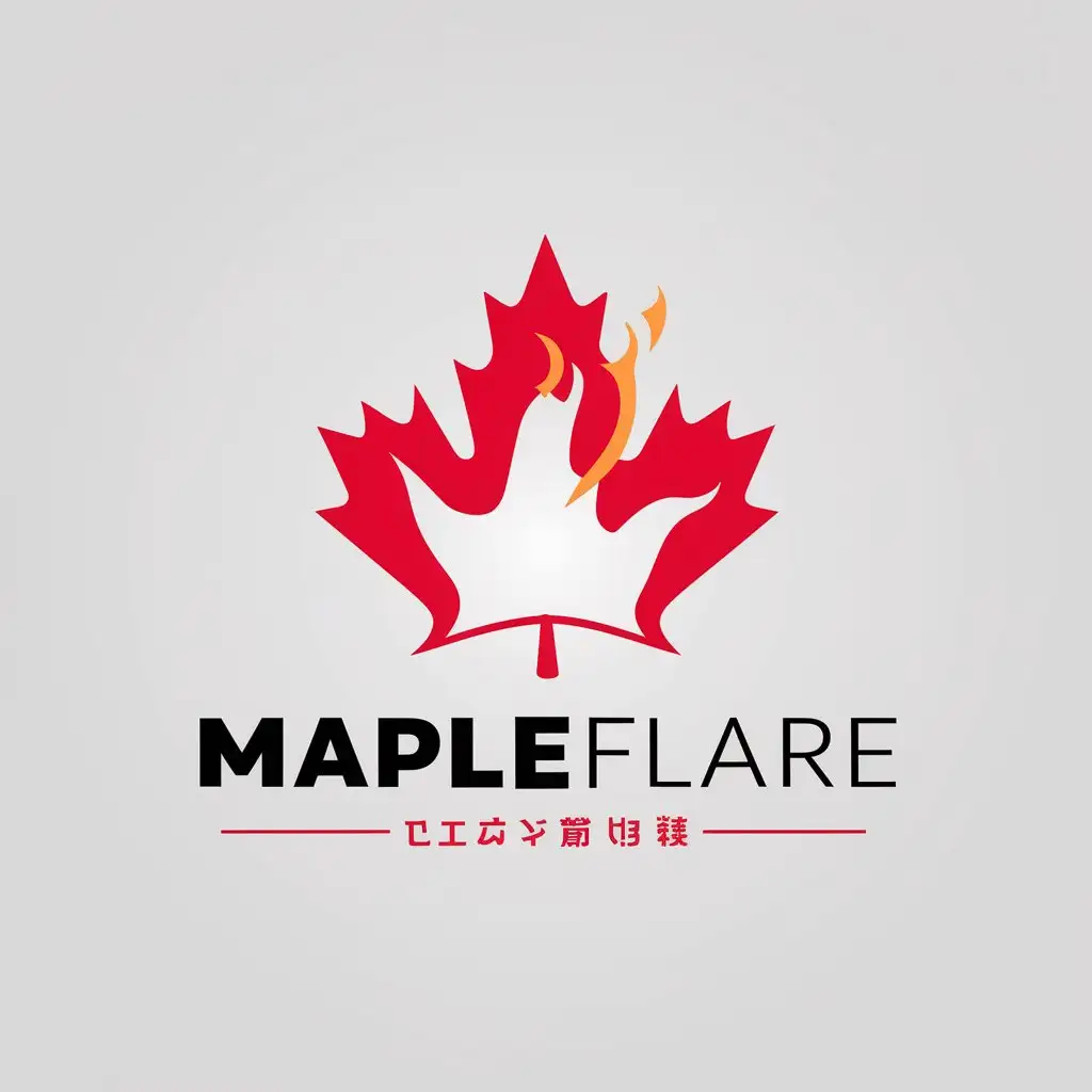 LOGO Design for Mapleflare Maple Leaf with Flame Symbol for Technology Industry