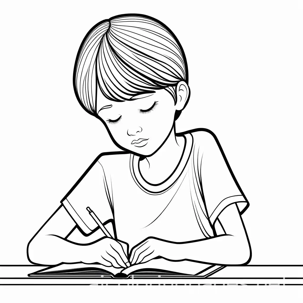 Melancholic-Second-Grader-in-Black-and-White-Coloring-Page