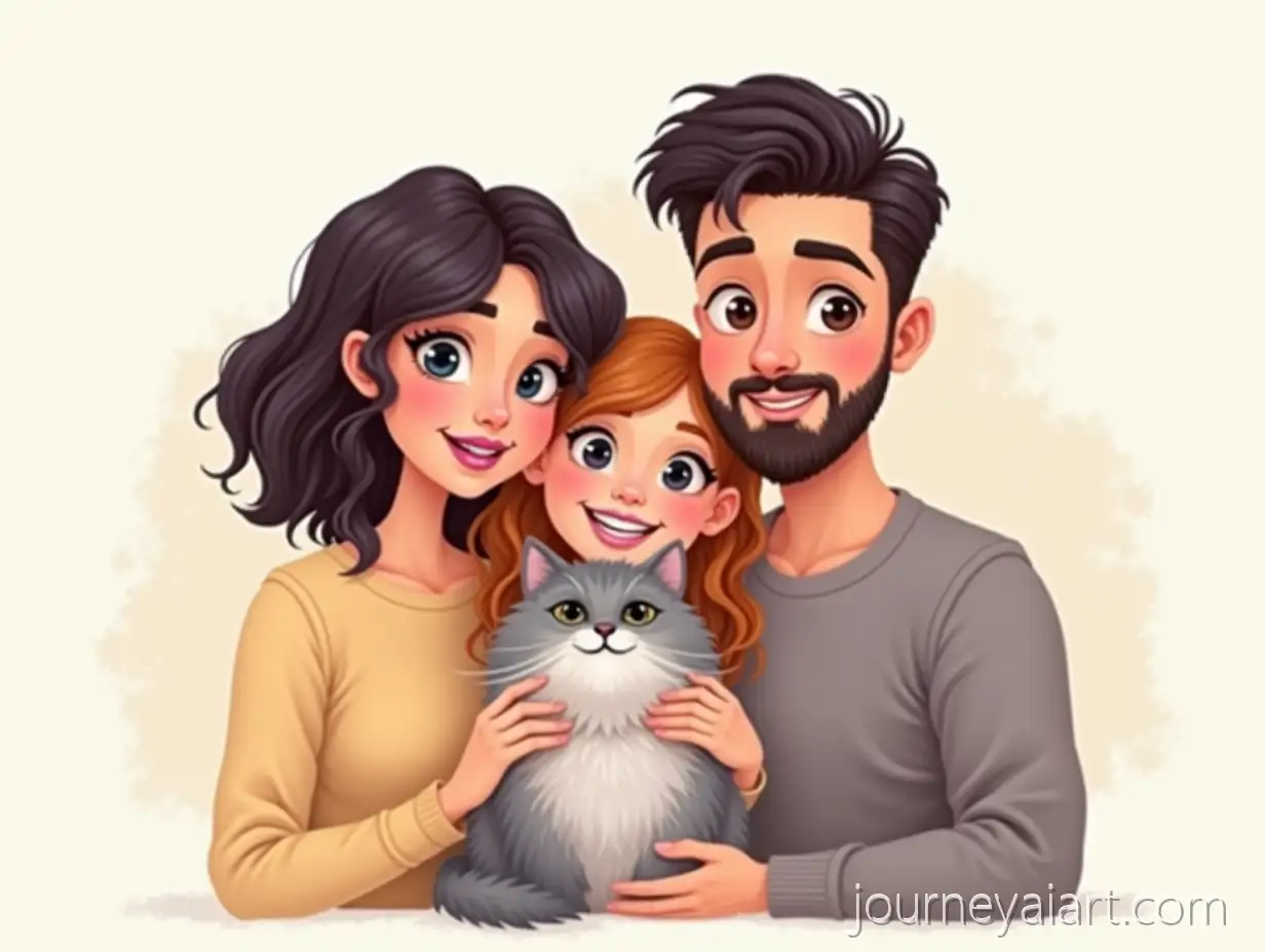 Family-Portrait-inAI-Art-Prompt-Expansion-Cartoon-Style-with-Persian-Cat-on-a-Pastel-Background
