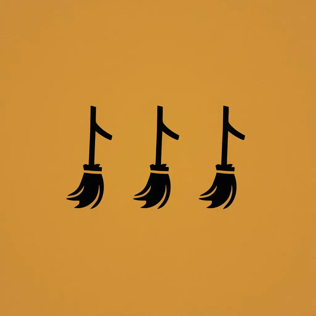 Three Crooked Witchs Broomstick Icons in a Neat Row