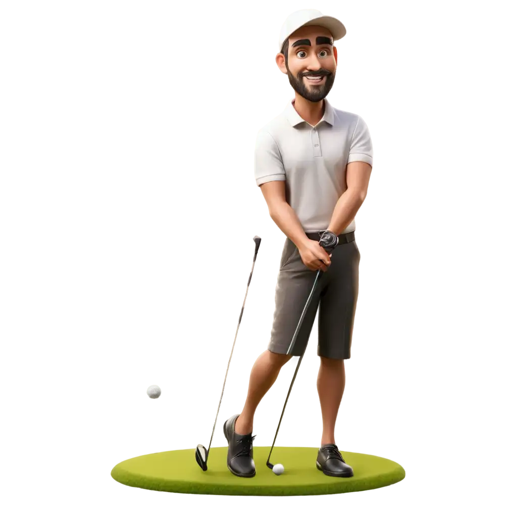 Man-Golf-Player-Caricature-PNG-Image-HighQuality-Digital-Artwork-for-Creative-Use