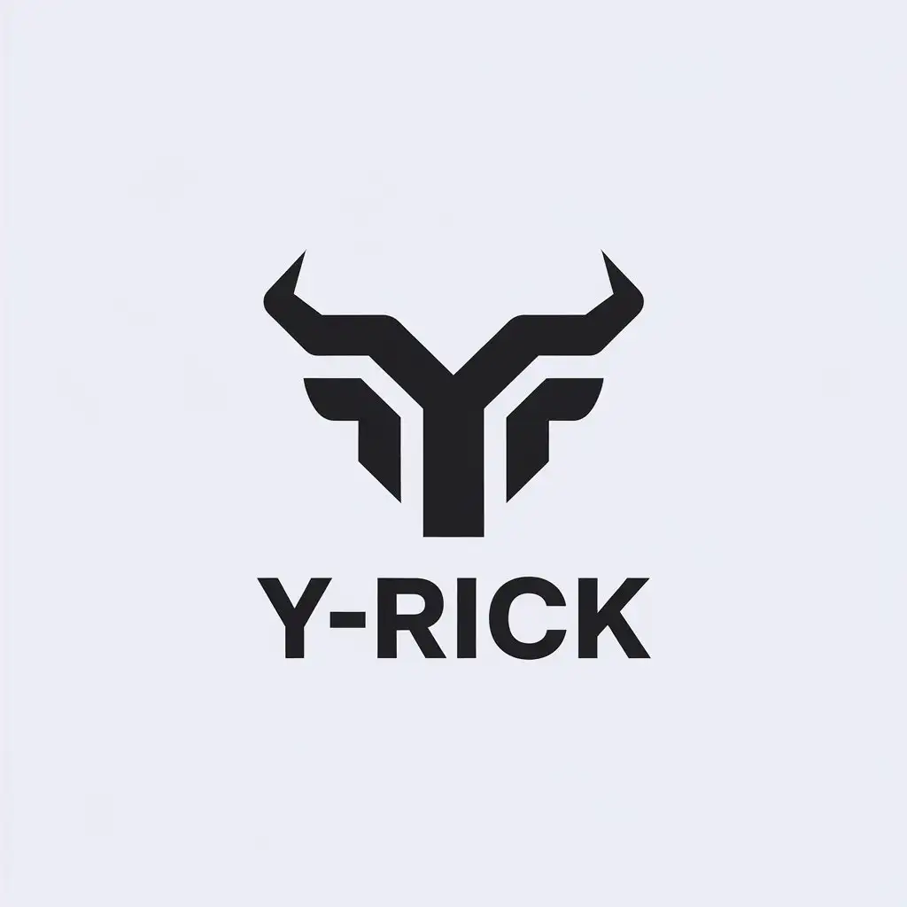 a vector logo design,with the text "Y-RICK", main symbol:Bull,Minimalistic,be used in Internet industry,clear background